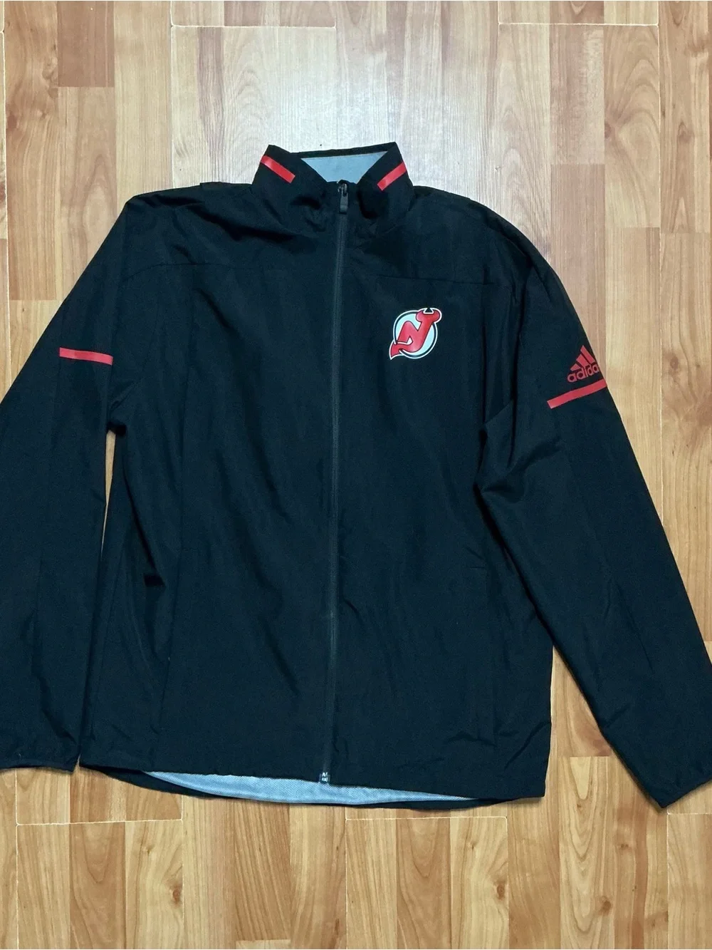 adidas Black & Red New Jersey Devils Lightweight Full-Zip Jacket